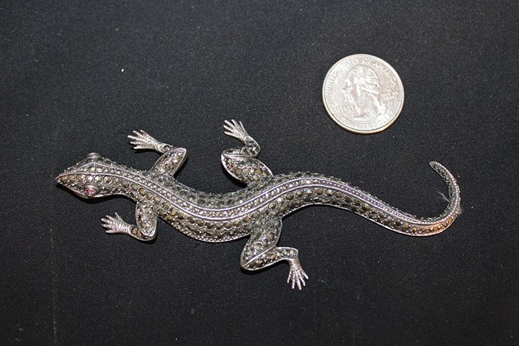 Heavy Sterling Silver Lizard Pin 4.5" (1 of 3)