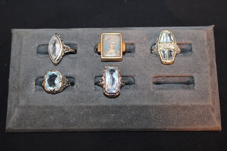 5 Victorian Rings, (4) With Fancy 14K White Gold Settings 11.1 Dwt (1 of 3)