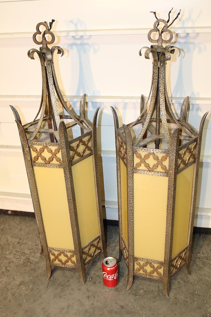 Super Pair Of Antique 42" Gothic Hanging Lights (1 of 4)