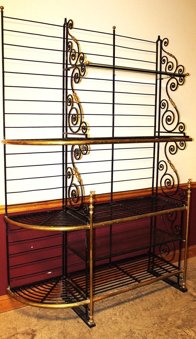 Early French Style Wrought Iron And Brass Bakers Rack (1 of 4)