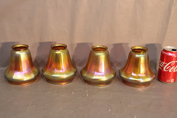 Great Set Of 4 Signed Steuben Gold Aurene Lamp Shades (1 of 4)