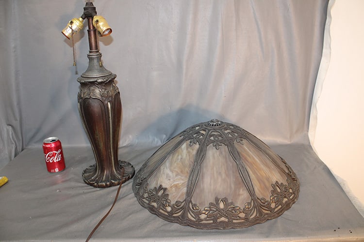 Huge 21" Signed Bradley & Hubbard Panel Lamp (1 of 6)