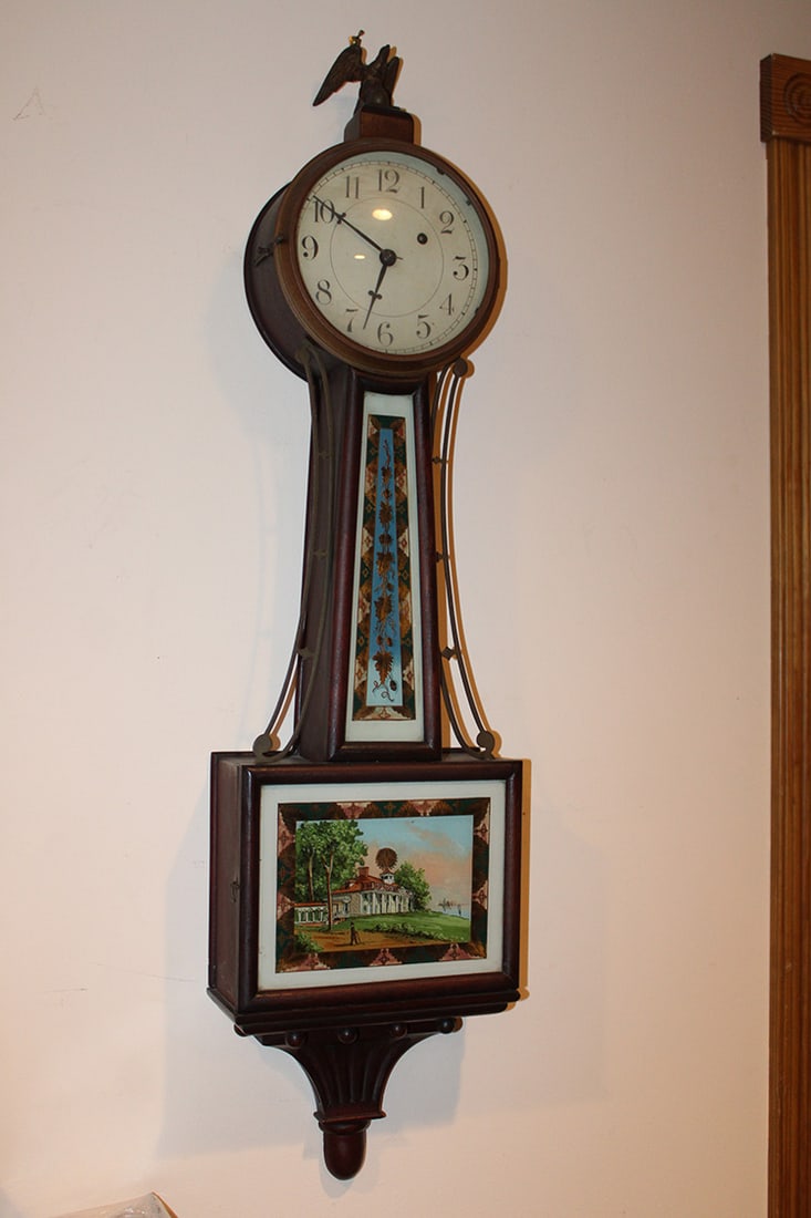 Antique Weight Driven 40" Banjo Clock (1 of 7)