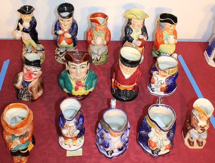 Life Long Collection Of Antique Toby Mugs (14): Life long collection of antique Toby mugs (14). From what we see all are in good condition (there might be a rub that we didn’t see but all look nice). Many have receipt inside for hundreds of dolla