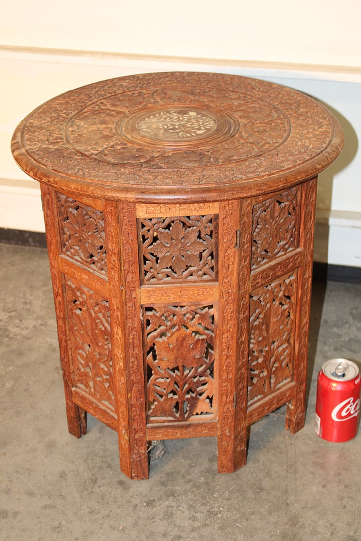 Antique Oriental Teak Pierced Carved Stand (1 of 4)