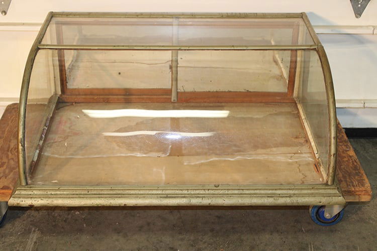 Antique Nickel Bow Front Country Store Showcase (1 of 3)