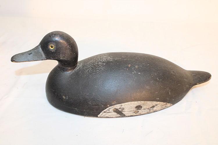 Decoy Duck Early Hollow Bluebill Drake, Original Paint Appr. 13.5" Long (1 of 4)