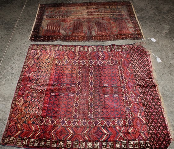 2 Antique Estate Oriental Rugs (1) Signed (1 of 8)