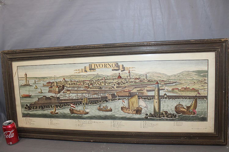 Early Hand Colored Engraving Of Livorno Italy (1 of 6)