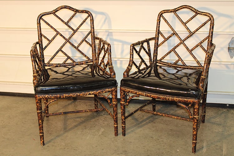 Pair Of Bamboo Chinoiserie Chippendale Chairs: Pair of bamboo Chinoiserie Chippendale chairs. Estate fresh in nice tight condition. 23" wide, 37" tall, 22" deep.