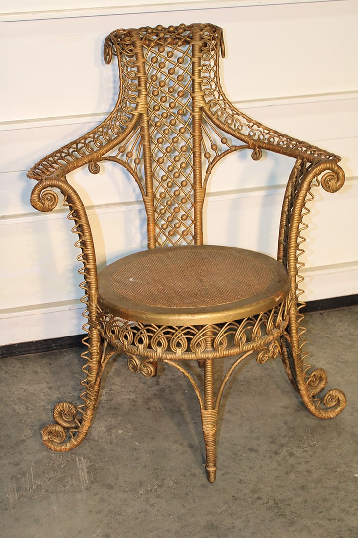 Unusual Signed Heywood Bros. Wicker Photographer's Chair (1 of 6)