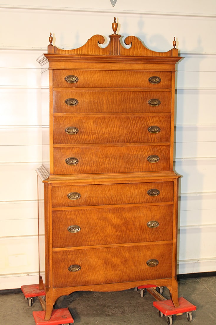 Clean Narrow 34" Custom Tiger Maple Font Highboy (1 of 5)