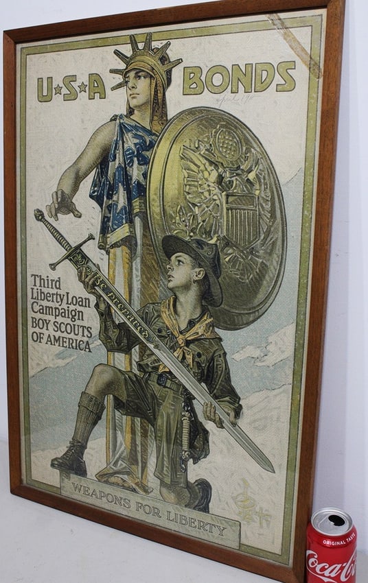 Vintage WWI US Liberty Bond poster Boy Scouts America (1 of 4)