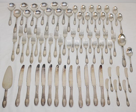 69 piece Towle sterling silver set 78 ozt plus 13 weighted pieces. No monograms, estate fresh. (1 of 6)