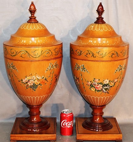 Awesome pair of 26" Adams style hand painted knife urns. Super condition, floral motif. Has both (1 of 6)