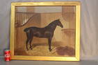 Painting oil on canvas horse at the stable signed Walter Harrowing 1883. Estate fresh, original