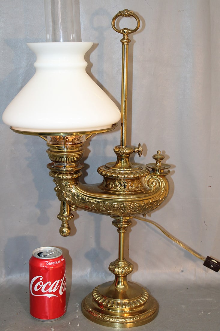 Signed Wild and Wessel Harvard student lamp. Adjustable, nice lacquered patina.. Marked W & W Berlin (1 of 5)