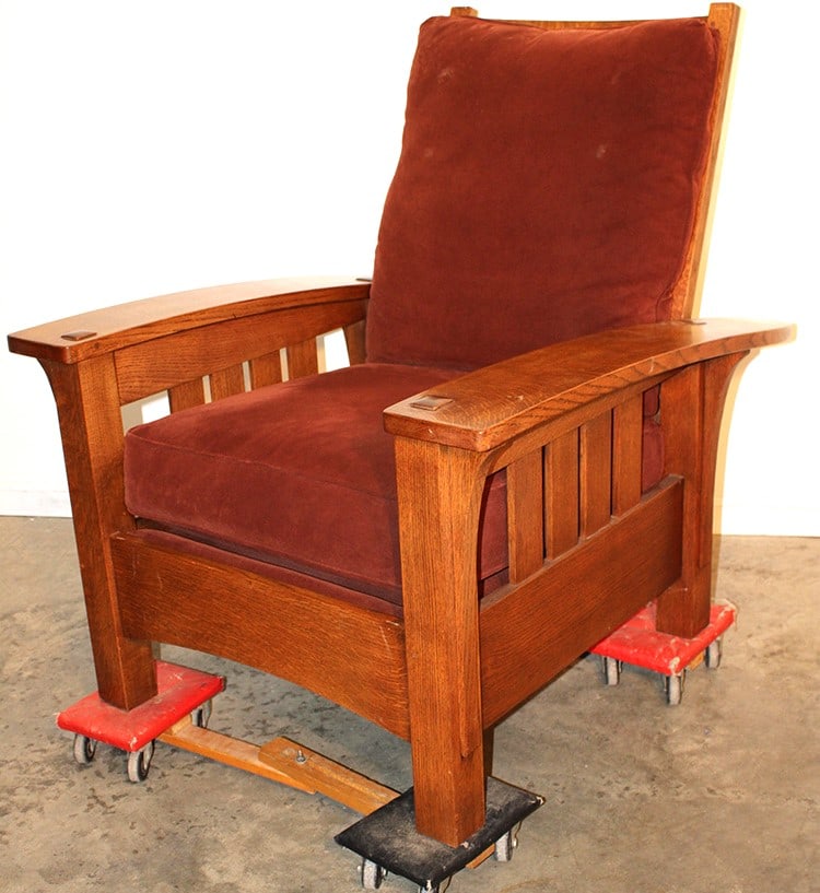 Mission oak contemporary L&JG bow arm Morris chair in nice condition. No smells or stains with (1 of 5)