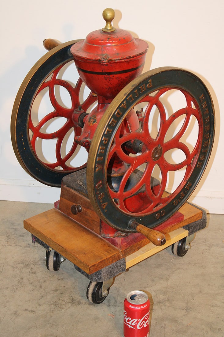 Large Enterprize coffee grinder with 17" wheels in original paint. Estate fresh in nice condition. (1 of 5)
