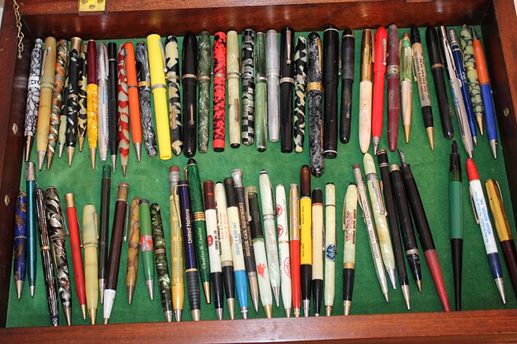 Group of vintage estate pens and case by Statford Cavalier, Underwood, Kreako. Many are as found, (1 of 5)