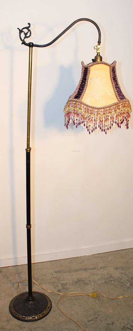 Signed Robert Schwartz and Bro adjustable floor lamps. Nice beaded shade, goes high or low. Estate (1 of 5)
