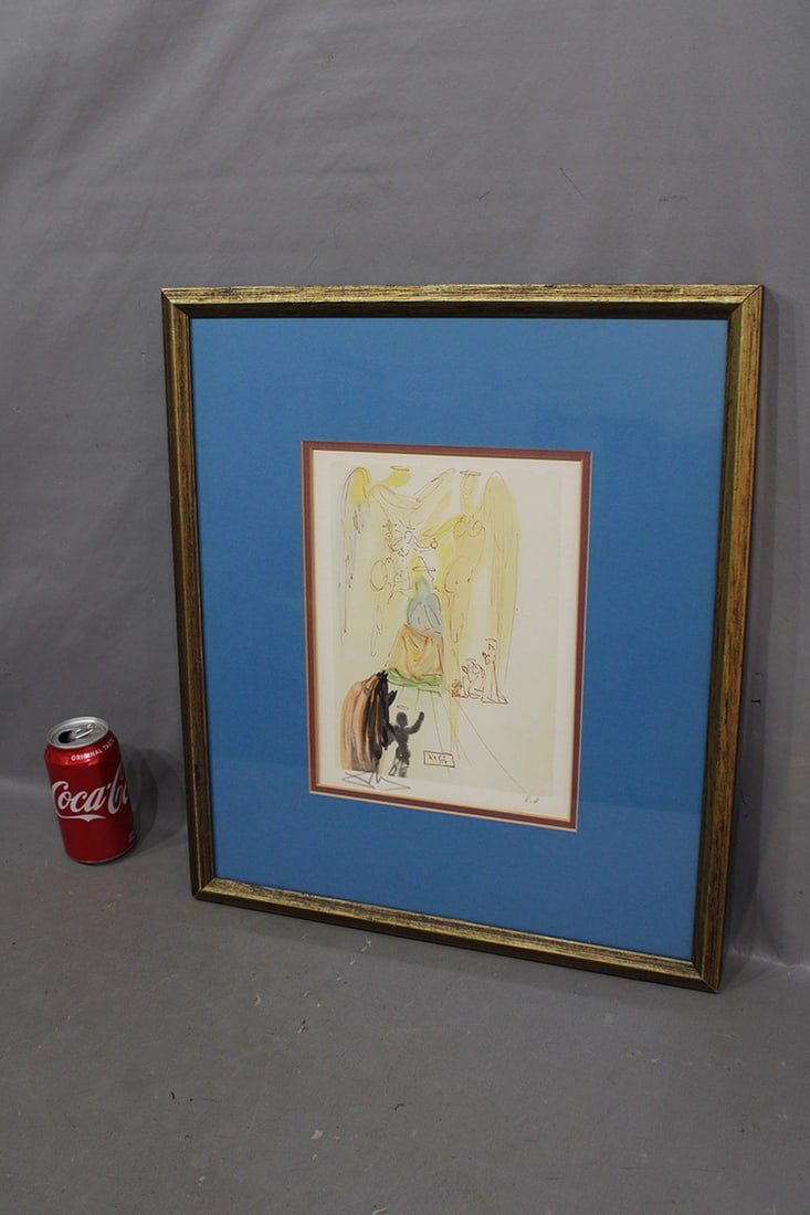 Hand signed Salvador Dali artist proof litho "The Divine Comedy". Nicely framed and matted, estate (1 of 5)