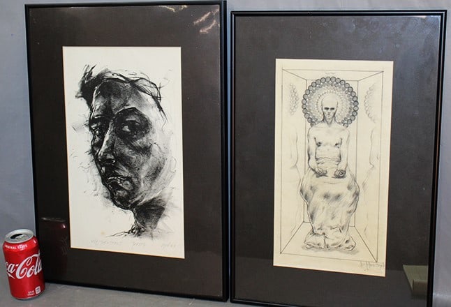 2 signed David Edward Byrd (1 self portrait artist proof). Both look to be pencil drawings. Estate (1 of 5)