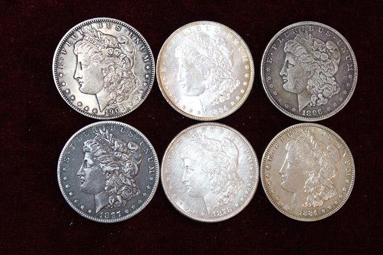 6 Morgan Silver Dollars (1 of 2)