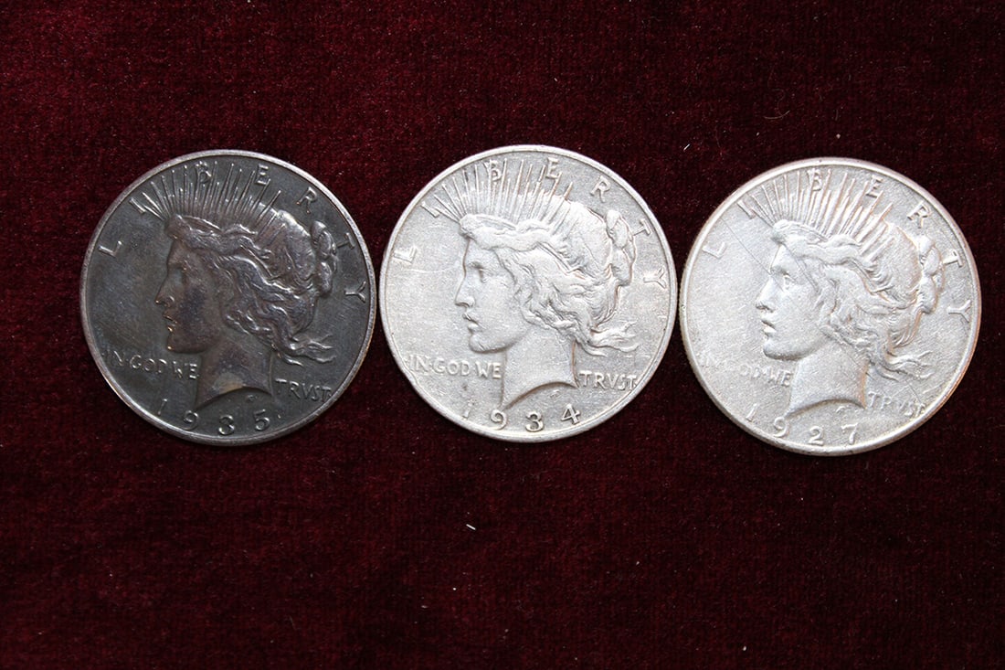 3 Silver "Peace Dollars" (1 of 2)