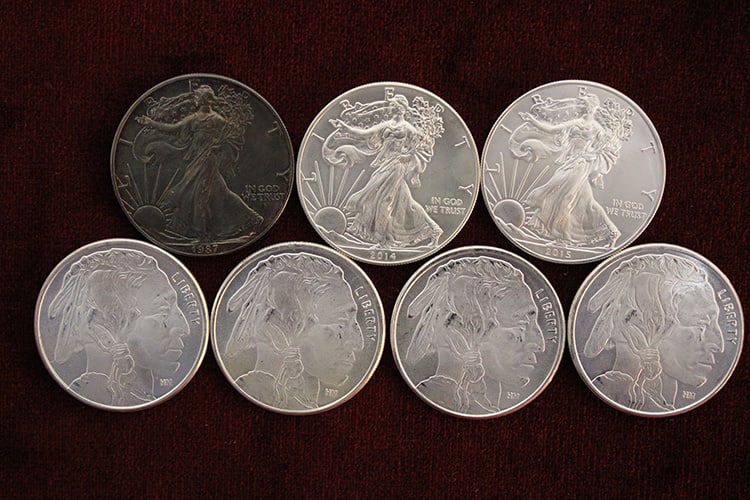 (7) 999 Fine Silver Including 3 American Eagle And 4 Buffalo Head Rounds (1 of 6)