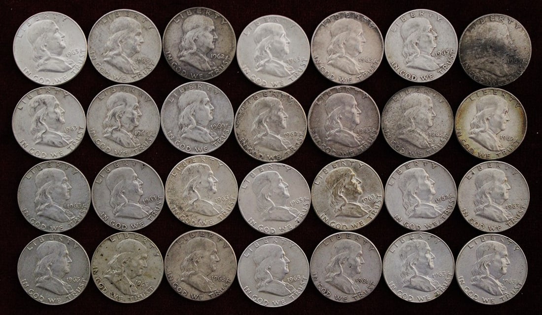 28 Franklin Silver Halves (1 of 8)