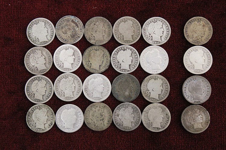 24 Early Barber Head Silver Dimes (1 of 3)