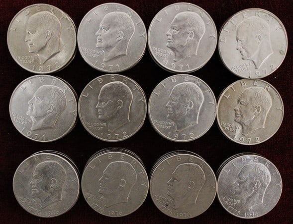 39 Eisenhower Silver Dollars 1971-1978, 19 Bicentennial Silver Dollars 1776-1976 (1 of 3)