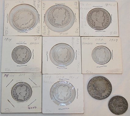 (6) Barber Head Quarters, (4) Barber Head Halves (1 of 4)