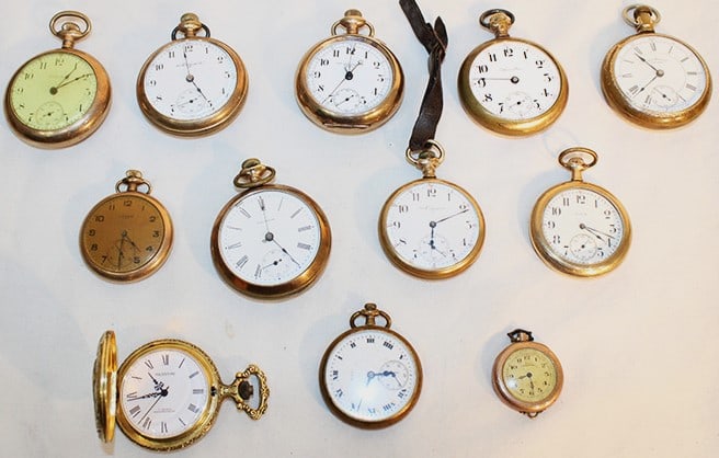 11 Antique Pocket Watches By Elgin, Waltham, Hamilton, AM Watch (1 of 4)