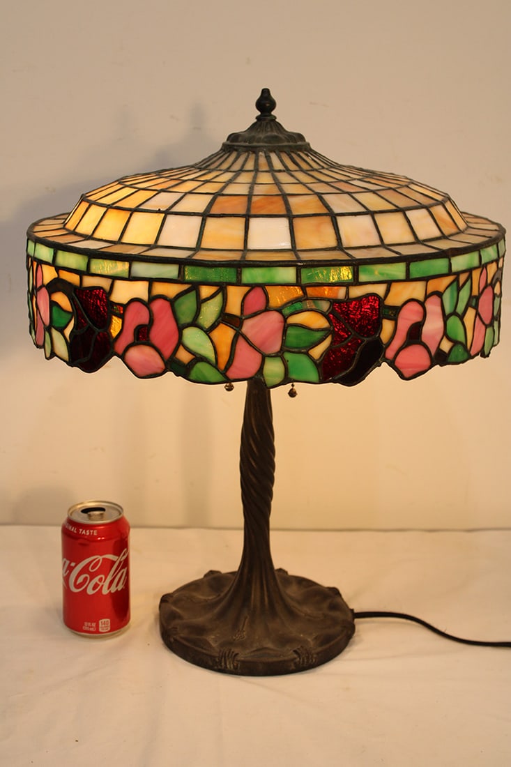 Super Antique Chicago Mosaic Leaded Table Lamp (1 of 4)