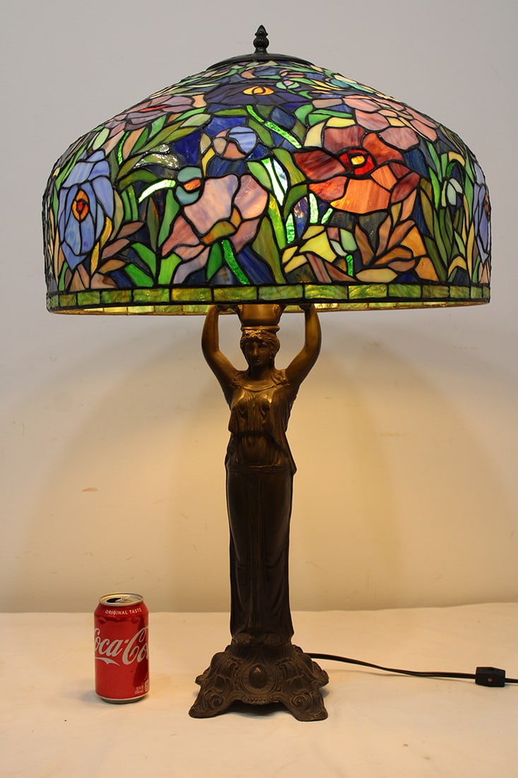 Large 20" Leaded Table Lamp Late 20Th C. (1 of 5)