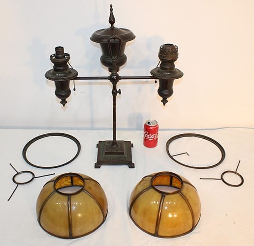 Large Bronze Adjustable Double Students Lamp (1 of 8)