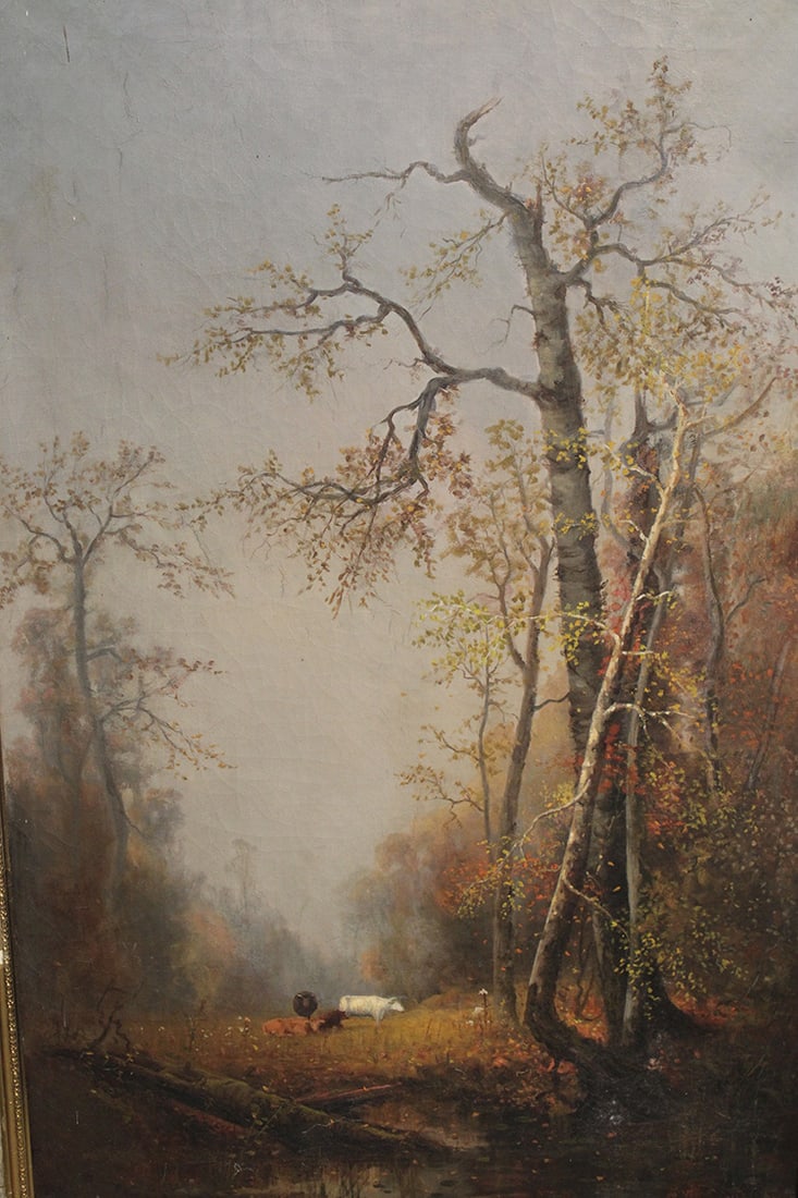 Large 19Th C. Painting Signed Rufus Way Smith 1881 (Woodland Scene) With Cows (1 of 7)