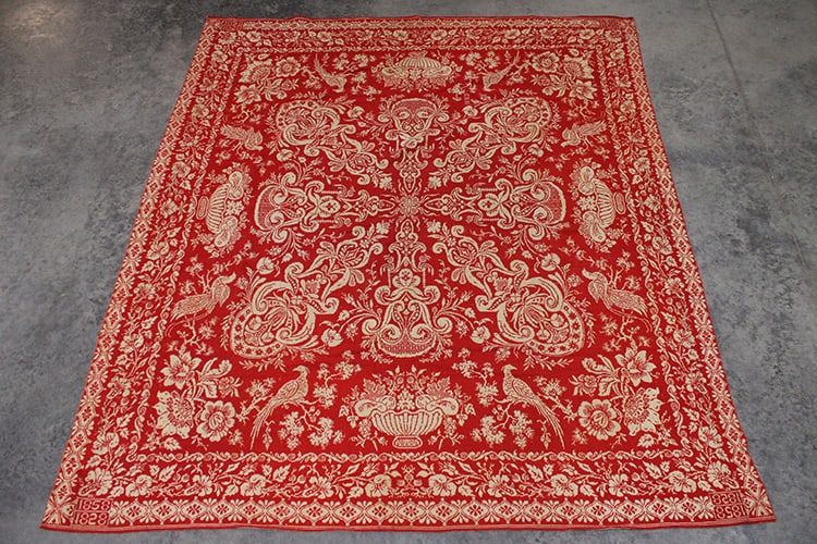 Nice 1858 Reversible Coverlet With Birds (1 of 7)