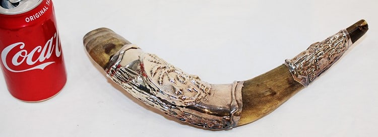 Neat Shofar (Ram's Horn) Trumpet With Sterling Silver Overlay (1 of 5)