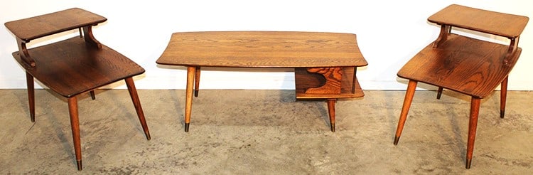 Matching Set Of Mid Century Oak Coffee Table And Side Tables (1 of 6)