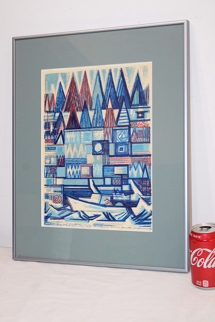Artist Signed And Numbered Titled "Lobster Man" By Stell And William Shevis 1966: Artist signed and numbered titled "Lobster Man" by Stell and William Shevis 1966. Gallery label on the back. Nicely framed, estate fresh. Size with frame is 17" wide, 21" tall.
