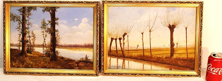 Pair Of Beautiful Oil Paintings On Artist Board Signed And Dated 1937 (1 of 4)