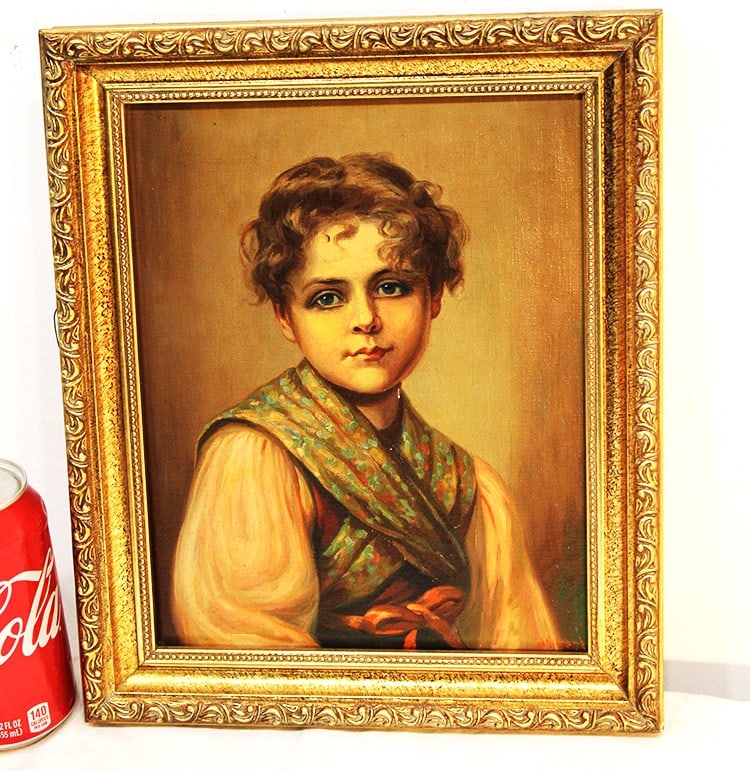 Painting Of A Boy, Artist Signed, Well Done: Painting of a boy, artist signed, well done. Nicely framed in estate fresh condition. 10" wide, 12" tall.