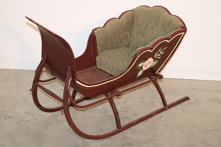 Antique Child's Sleigh With Floral Decoration (1 of 3)