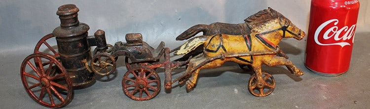 Antique Cast Iron Fire Pumper In Original Paint (1 of 4)