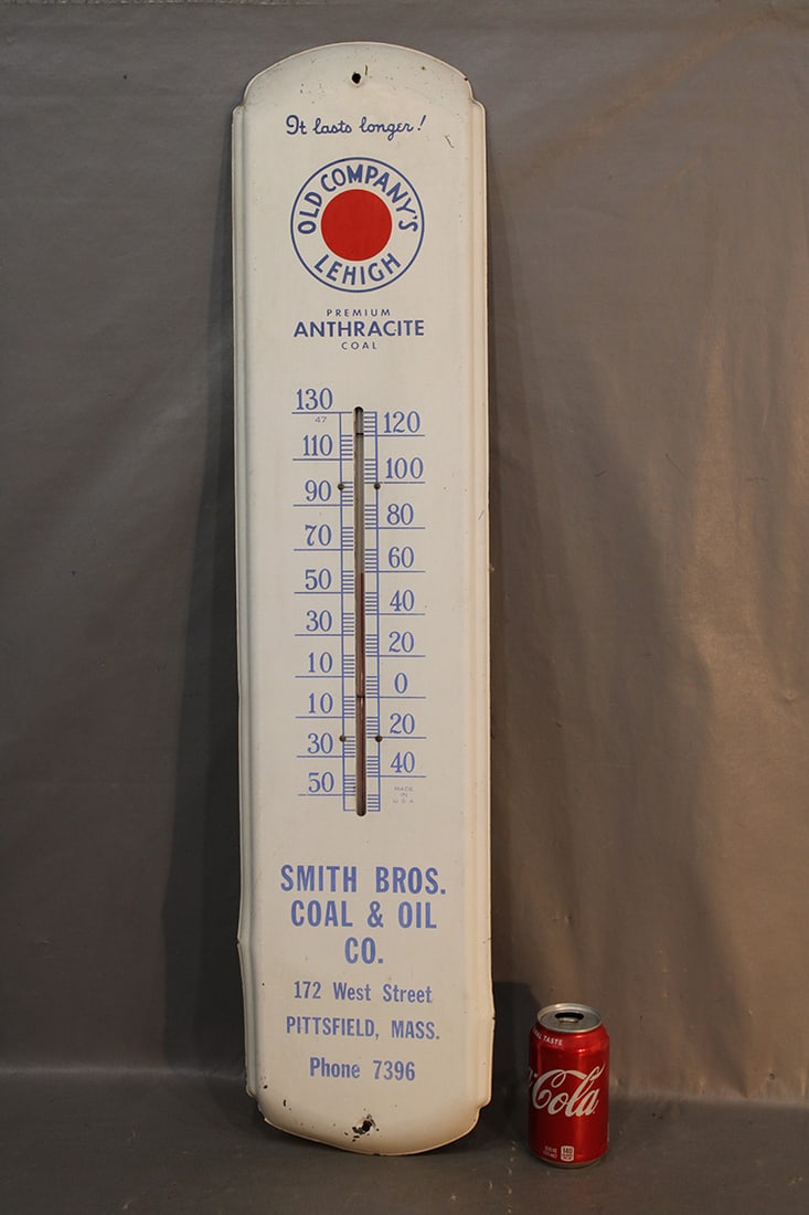 Antique Coal And Oil Thermometer Pittsfield MA Phone 7396 (1 of 4)
