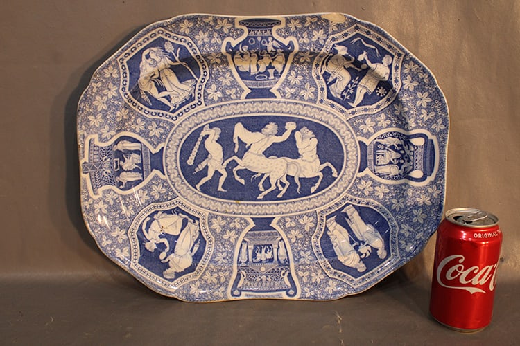 Large Spode Blue And White Transfer Platter Greek Pattern (1 of 5)
