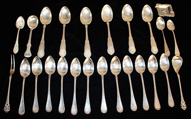 25 pieces of silver 14.84 ozt including (5.51-750), (.98-800), (8.35-830).: 25 pieces of silver 14.84 ozt including (5.51-750), (.98-800), (8.35-830).